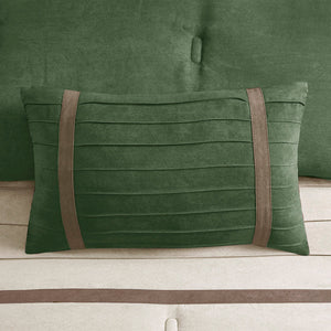 7 Piece Faux Suede Comforter Set with Hypoallergenic Filling - Green Queen