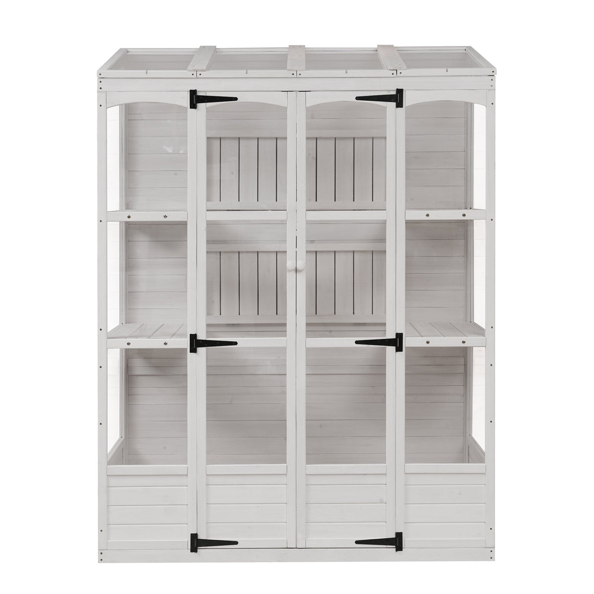 TOPMAX 78-inch Wooden Walk-in Greenhouse with 4 Skylights and Folding Shelves