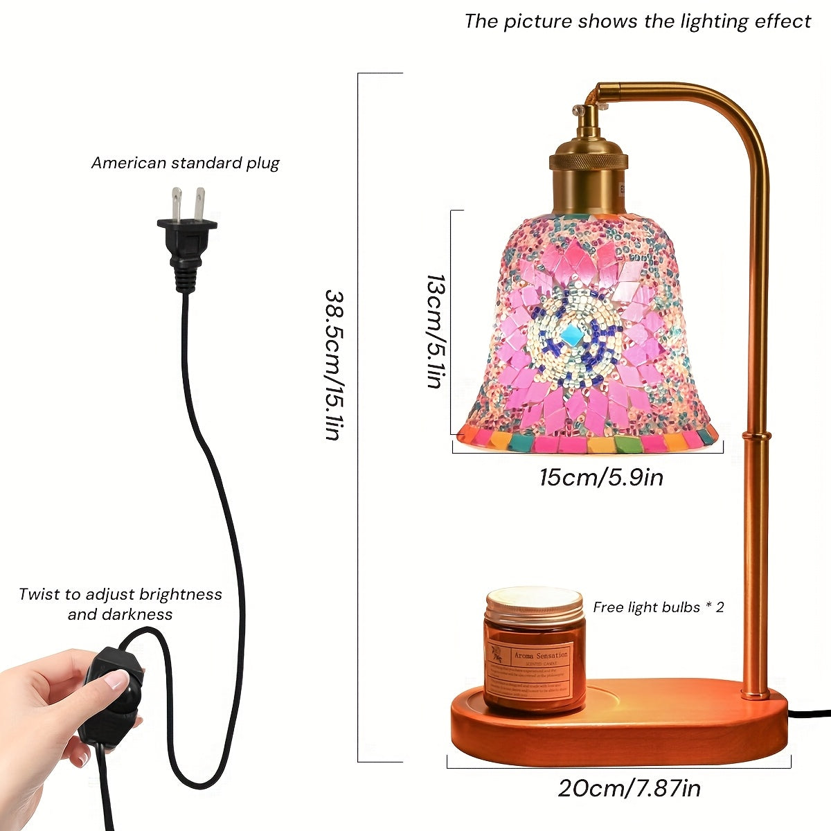 Turkish Mosaic Candle Lamp – Dimmable Glass Table Light for Bedroom & Holidays