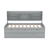 Captain Bed With Built In Bookshelves, 3 Storage Drawers, And Trundle