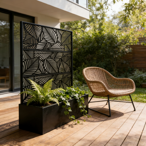 Leaf Pattern Privacy Screen with Planter Box