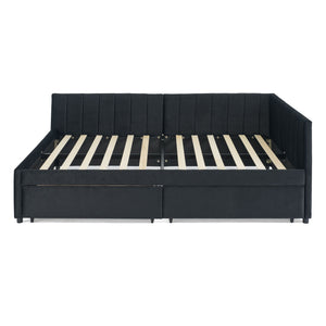 Upholstered Tufted Daybed Frame With Storage Drawers