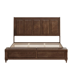 Sleigh Bed Frame With Tall Headboard And Storage Bench