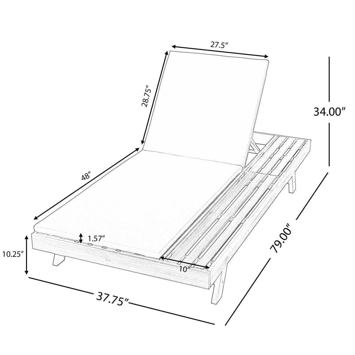 Lounge Chaise Set with Water-Resistant Cushions