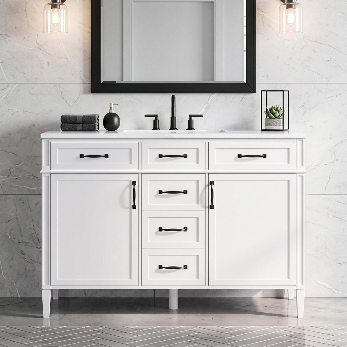 48 Inch Bathroom Vanity with Composite Sink Top