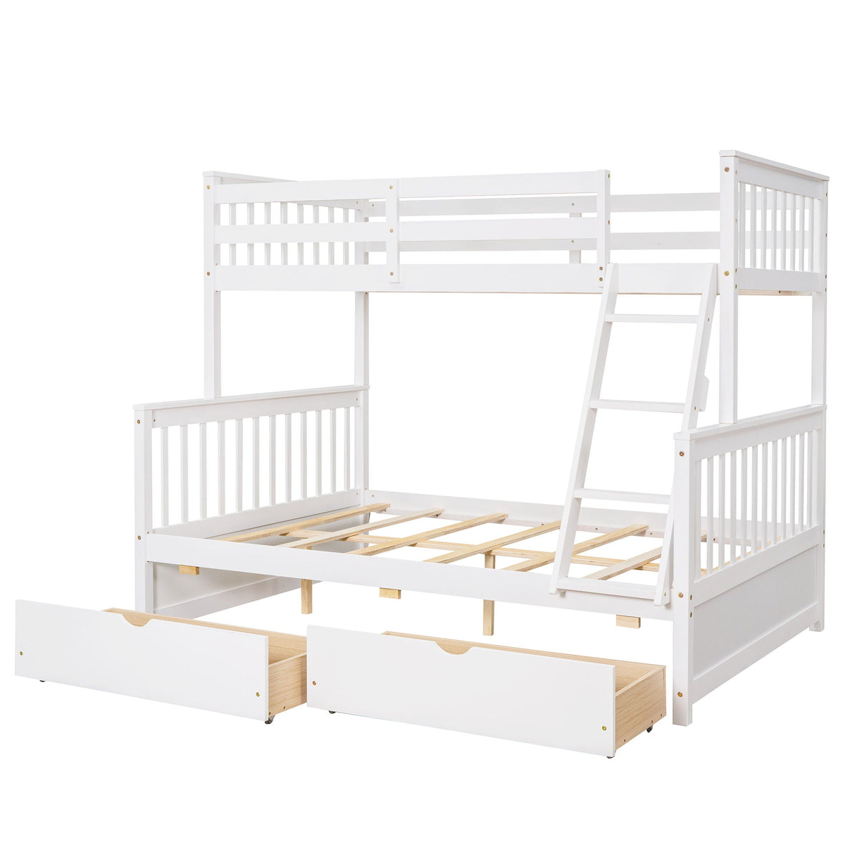 Bunk Bed With Ladders And 2 Storage Drawers