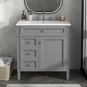 Bathroom Vanity With 2 Drawers and Tip-Out Drawer Storage Cabinet