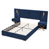 Comfortable Upholstered Bed With Vertical Channel Tufted Wingback Headboard