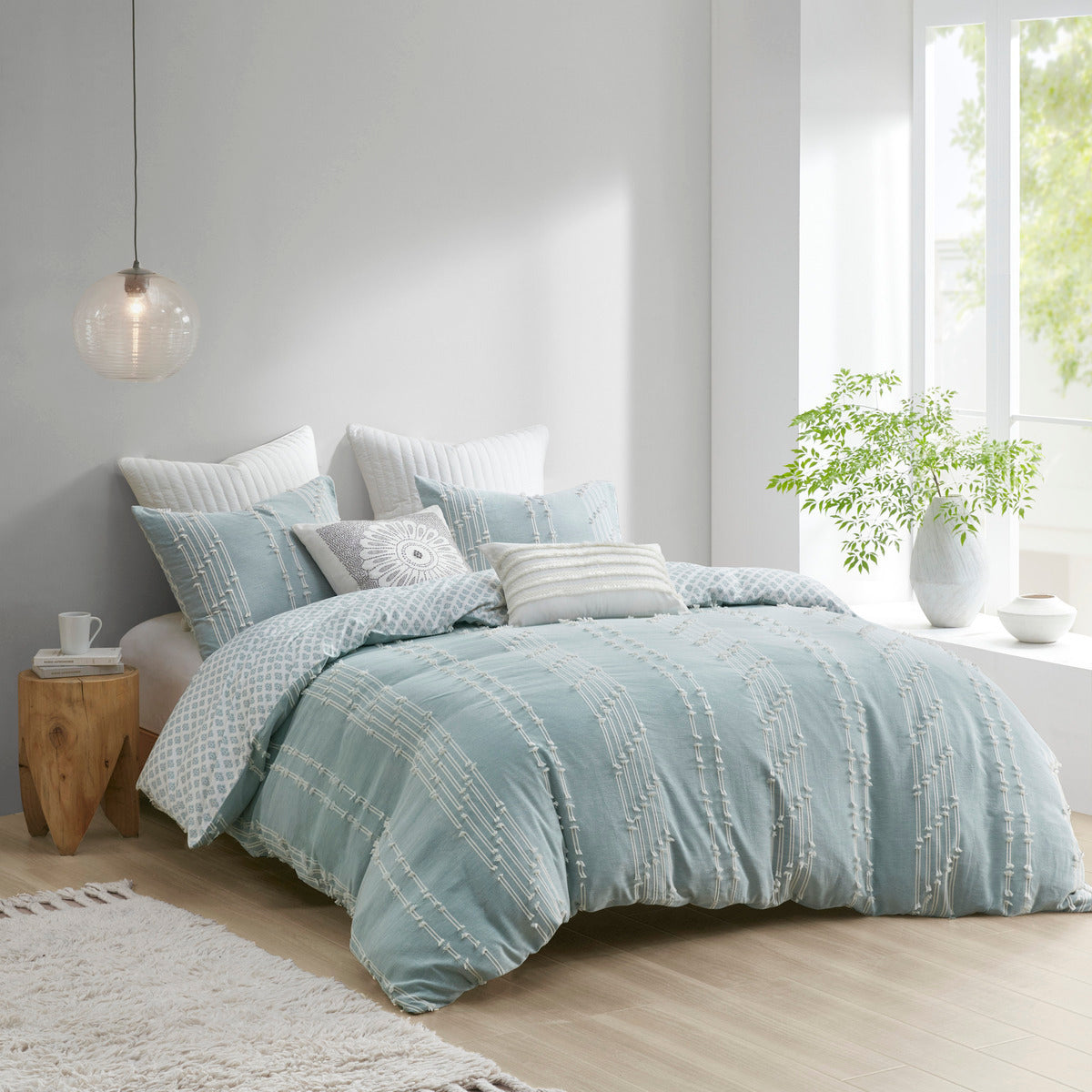 Full/Queen 3 Piece Cotton Jacquard Duvet Cover Set