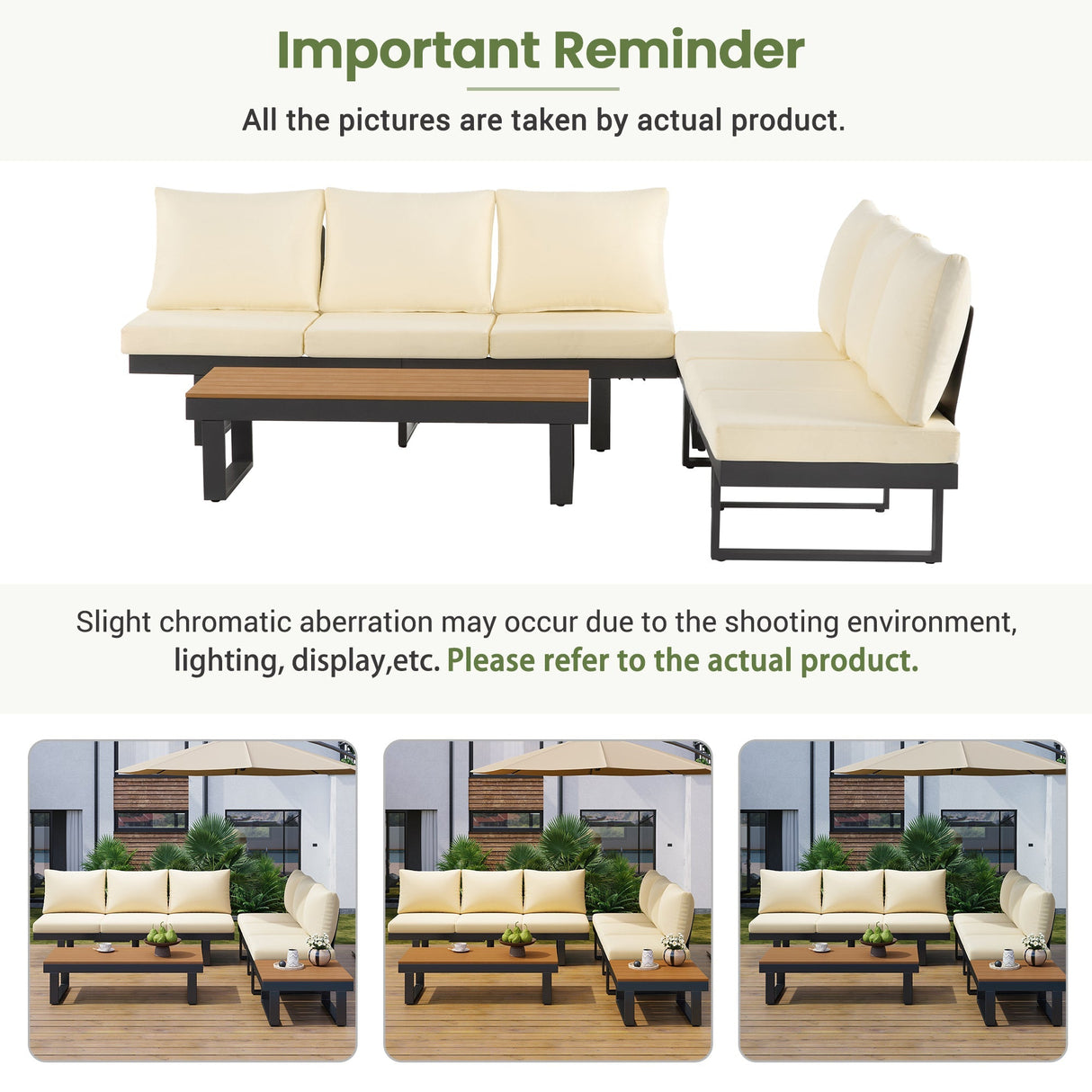 Outdoor Sectional Sofa Set with Adjustable Reclining Seats