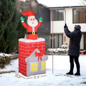 7FT Christmas Inflatable Santa in Chimney with LED Lights - Multi