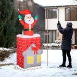 7FT Christmas Inflatable Santa in Chimney with LED Lights