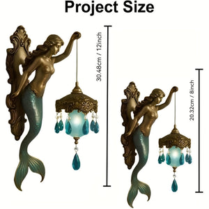 Mermaid Wall Sconce – Ocean Theme Crystal Lantern Light for Bedroom & Bathroom