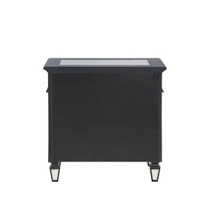 Varian II - Nightstand - Mirrored, Black & Sliver