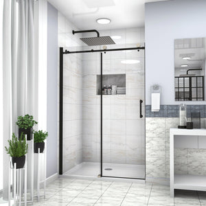 Single Sliding Bypass Shower Door Enclosure With Tempered Glass