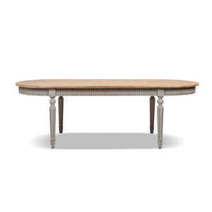 Colette 94' Reclaimed Wood Oval Dining Table, Antique Natural Brown & Antique Blue-Grey Reclaimed Pine Wood