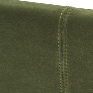 Marcella Upholstered Shelter Headboard Bed Set, King, Olive Green Performance Velvet