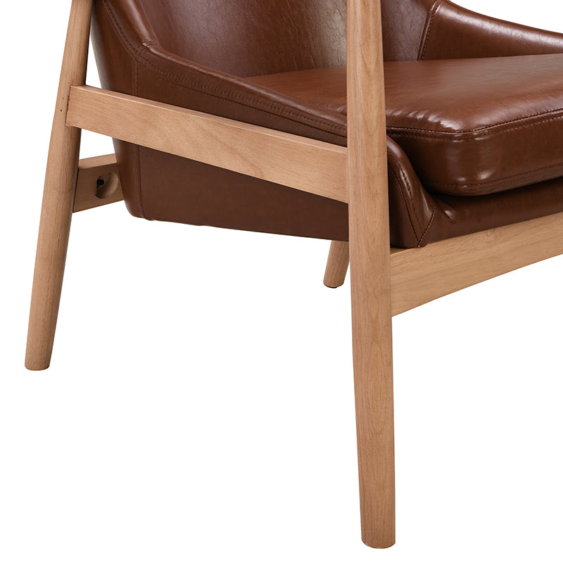 U-Can PU Leather Accent Chair Set of 2 Mid-Century Modern Armchair with Solid Wood Frame