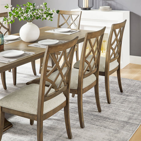 Wooden Lattice-Back Dining Chairs, Set of 2