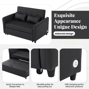 Convertible Sleeper Sofa Bed With 3 USB Ports