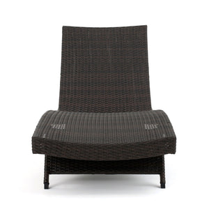 Salem - Wicker Chaise Lounge Adjustable Rattan Outdoor Chair Set - Brown Multi
