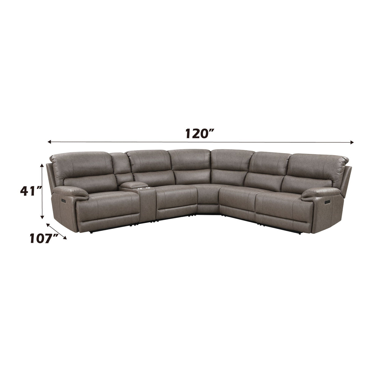 Kantu Synthetic Leather Motion Sectional Sofa - Brown