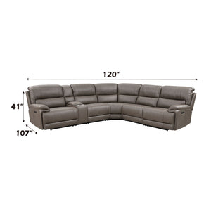 Kantu Synthetic Leather Motion Sectional Sofa - Brown