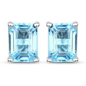 3.20 Carat Genuine Swiss Blue Topaz .925 Sterling Silver Earrings