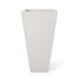 13' Outdoor Modern MGO Small Cast Stone Planter, Matte White