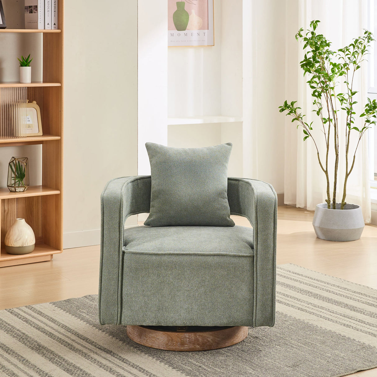 Anthology Upholstered Swivel Chair with Open Back and Removable Pillow