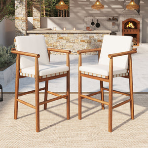 Outdoor Counter Height Bar Stools Set of 2 with Cushions