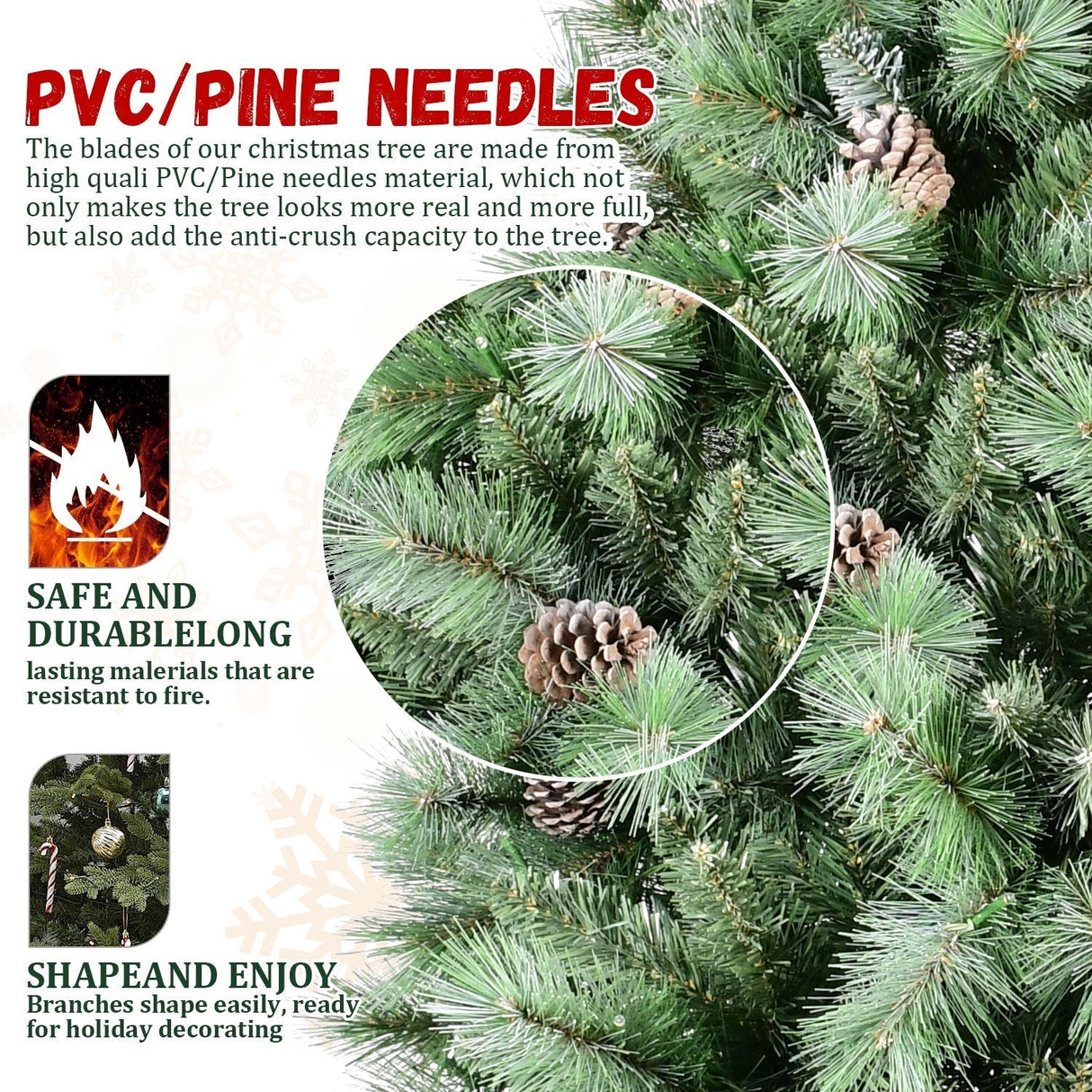 8 Ft Full-Bodied Pre-Decorated Pinecone Christmas Tree