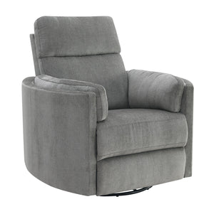 Sagen Charcoal Chenille  Glider Recliner with Swivel