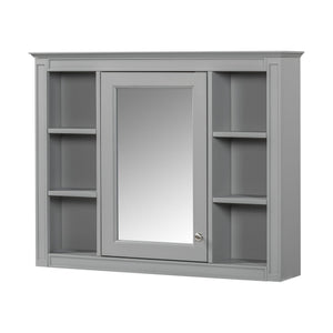 Bathroom Vanity With Mirror Cabinet, Single Sink With 2 Soft Closing Doors And 4 Drawers