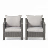 Outdoor Wicker Club Chairs – Set of 2 with Water-Resistant Cushions