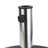Modern Wheelie Round Umbrella Base with Stainless Steel Holder in Black Concrete