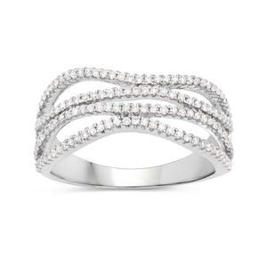 0.46 Carat Genuine White Diamond 14K White Gold Ring (F-G Color, SI Clarity)