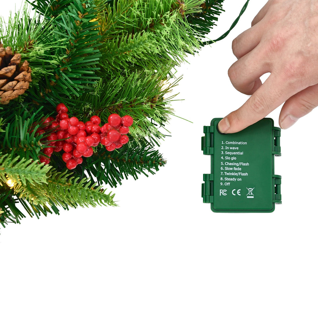 24-Inch Pre-Lit Artificial Christmas Wreath