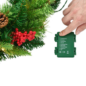 24-Inch Pre-Lit Artificial Christmas Wreath