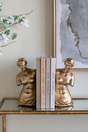 Venus de Milo Bookends with Gold Finish - Set of 2