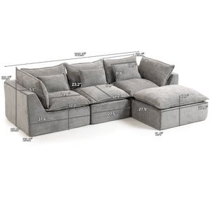 102.3" Width Cloud Couch Oversized Modular Sectional Sofa