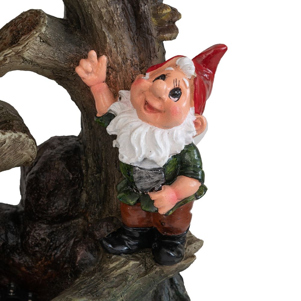 Decorative Woodland Gnome Water Fountain with LED Light - Brown