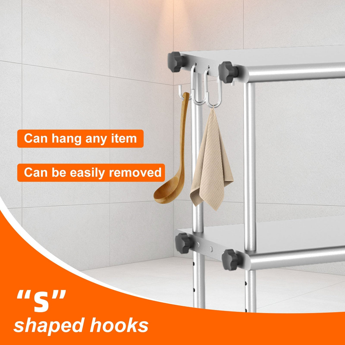 Stainless Steel Adjustable Kitchen Shelf, 60 Inch