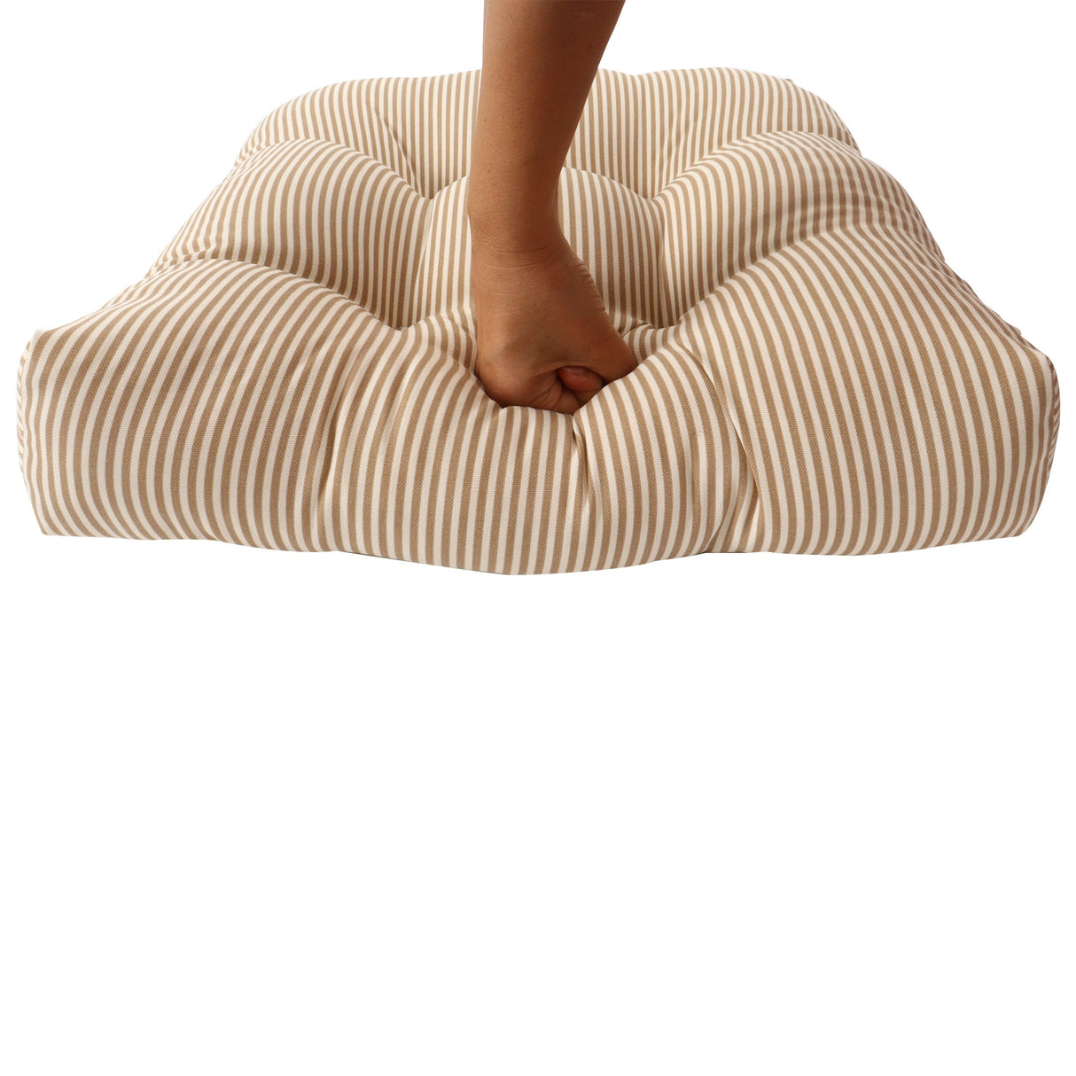 Outdoor Chair Cushions Set of 2 - Beige Striped