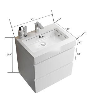 Alice - Bathroom Vanity With Large Storage, Sink, Wall Mounted