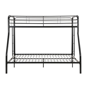 Modern Twin Over Full Metal Bunk Bed With Trundle And Dual Side Ladder And Metal Design - Black / Brown
