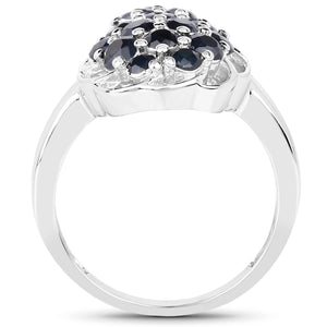 1.62 Carat Genuine Blue Sapphire .925 Sterling Silver Ring
