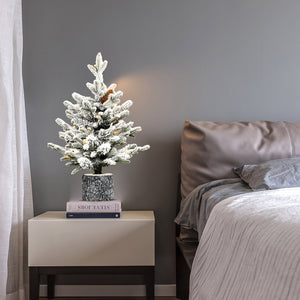 3FT Flocked Christmas Tree with Pot Base