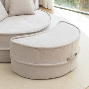 Modern Oversized Round Barrel Accent Chair With Ottoman