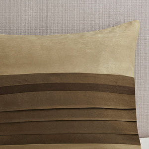 7 PC Pieced Faux Suede Comforter Set Natural Queen